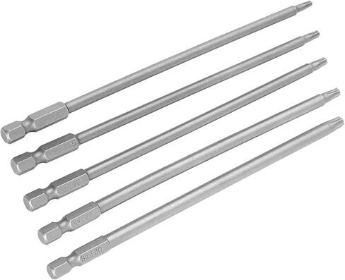 5Pcs Torx Bit Set 150mm Long Torx Screwdriver Bits, 1/4" Hex Shank T10-T30 Magnetic Security Star Screwdriver Bits Set in Saudi Arabia