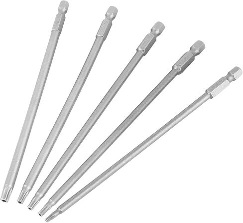 5Pcs Torx Bit Set 150mm Long Torx Screwdriver Bits, 1/4" Hex Shank T10-T30 Magnetic Security Star Screwdriver Bits Set in Saudi Arabia