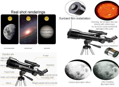 Entry-Level Astronomical Telescope telescopes for Astronomy Beginners Kids Telescope 70mm Aperture 400mm Mount Refractor Telescope The (Color : Package 3) (Package 3) in Saudi Arabia