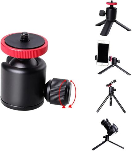 NUOBESTY DSLR Camera Tripod Mount 360° Rotatable Hot Shoe Head Compact Ballhead for Video Recording Compatible Tripods and Monopods in Saudi Arabia