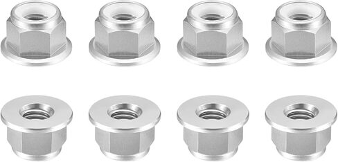 uxcell Nylon Insert Hex Lock Nuts, 10pcs - M3 x 0.5mm Aluminum Alloy Self-Locking Nut, Anodizing Flange Lock Nut for Fasteners (Silver) in Kuwait