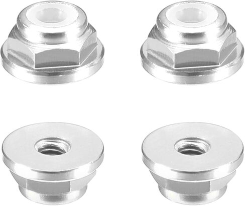 صواميل قفل سداسية من النايلون من uxcell، 10 قطع - M3 × 0.5 مم من سبائك الألومنيوم صامولة ذاتية القفل، صامولة قفل شفة أنودة للمثبتات (فضي) in Kuwait