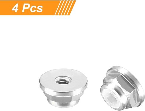 صواميل قفل سداسية من النايلون من uxcell، 10 قطع - M3 × 0.5 مم من سبائك الألومنيوم صامولة ذاتية القفل، صامولة قفل شفة أنودة للمثبتات (فضي) in Kuwait