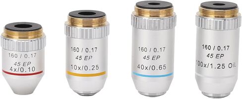 4X 10X 40X 100X Achromatic Objective Chrome Plated RMS Size 195EP Microscope Objective Lens in Saudi Arabia