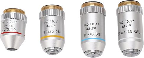 4X 10X 40X 100X Achromatic Objective Chrome Plated RMS Size 195EP Microscope Objective Lens in Saudi Arabia