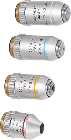 4X 10X 40X 100X Achromatic Objective Chrome Plated RMS Size 195EP Microscope Objective Lens in Saudi Arabia