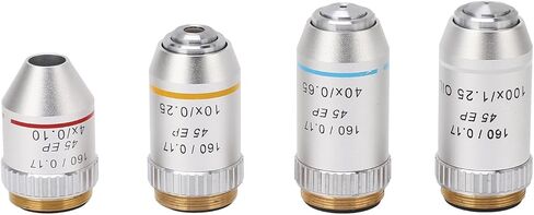 4X 10X 40X 100X Achromatic Objective Chrome Plated RMS Size 195EP Microscope Objective Lens in Saudi Arabia