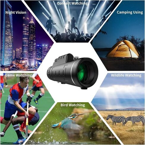 40X60 HD Professional Telescope Monocular - Night Vision, Powerful Zoom, Waterproof, Smartphone Compatible, Ideal for Hunting, Camping, and Sharp Images in Saudi Arabia
