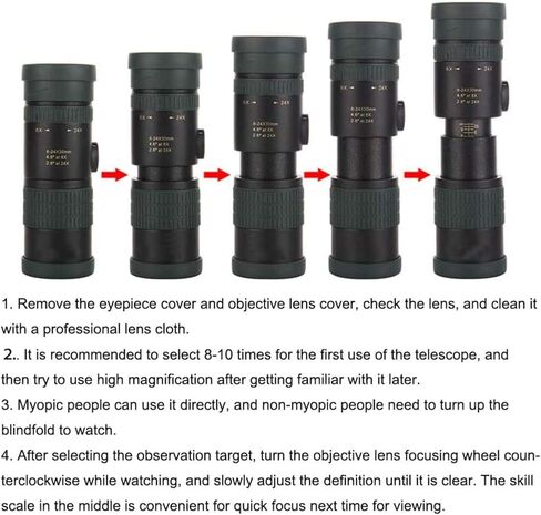 8-24x30 Zoom Monocular Telescope with BAK4 Prism & Smartphone Adapter - Versatile for Various Activities in Saudi Arabia