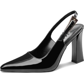 كتلة النساء العالي الكعب المربوطة ، المدببة المغلقة من اصبع القدم كاحل حزام مصنوع من أحذية جلد براءات الاختراع. in Kuwait