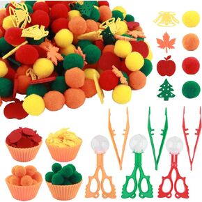Apple Sensory Bin Filler,Kids Gifts,294pcs Counting Toys with Apples,Trees,Maple Leaves,Bells,Pom Poms, Sorting Bowls, Fall Autumn Theme Toy for Early Learning for 3+ years old Boys and Girls in Saudi Arabia