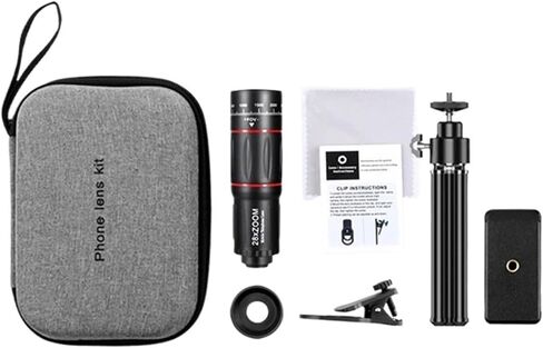 4K HD 28X Telephoto Lens - Smartphone Monocular Telescope with Tripod, Universal Clip, Zoom Functionality, Crisp Images in Saudi Arabia