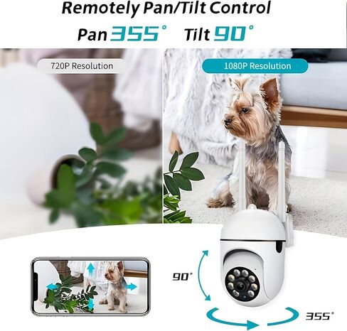 كاميرا أمان 1080 بكسل ، 2.4 جم/5G كاميرا للمراقبة المنزلية WIFI مع عموم/ميل 360 درجة ، رؤية ليلية ملونة ، اكتشاف الحركة ، الصوت ثنائي الاتجاه ، تخزين SD/Cloud (ب) in Kuwait
