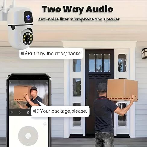 كاميرا أمان 1080 بكسل ، 2.4 جم/5G كاميرا للمراقبة المنزلية WIFI مع عموم/ميل 360 درجة ، رؤية ليلية ملونة ، اكتشاف الحركة ، الصوت ثنائي الاتجاه ، تخزين SD/Cloud (ب) in Kuwait