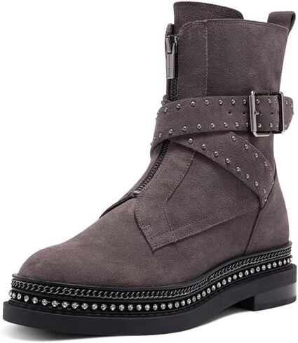 Vince Camuto Blinda Peltro Grey Moto Chic Chain Rim PLatform Lug Sole Booties in Saudi Arabia