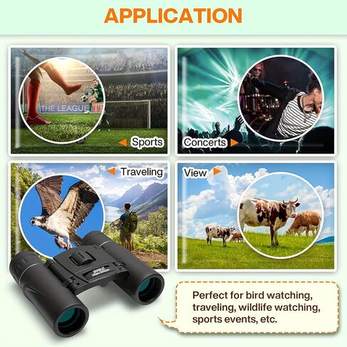 Small High Powered Binoculars, Compact Binoculars for Adults Kids, Mini Pocket Lightweight Waterproof for Outdoor, Concert in Saudi Arabia
