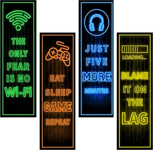 Eat Sleep Game Wall Decals Glow in The Dark, Gamer Controller Stickers Decor for Boy Bedroom, Joystick Video Gaming Kids Playroom Nursery Decoration (Blue) in Saudi Arabia