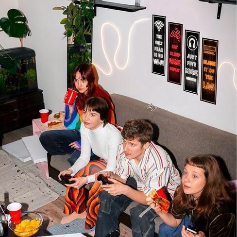 Eat Sleep Game Wall Decals Glow in The Dark, Gamer Controller Stickers Decor for Boy Bedroom, Joystick Video Gaming Kids Playroom Nursery Decoration (Blue) in Saudi Arabia