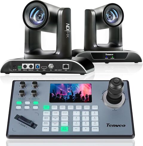 Tenveo PTZ Camera and Controller Bundle/Kits - 20X AI Tracking NDI SDI/HDMI/USB3.0/LAN(PoE) PTZ Camera + 20X AI Tracking SDI/HDMI/USB3.0/LAN(PoE) PTZ Camera and PTZ Joystick Keyboard Controller in Saudi Arabia