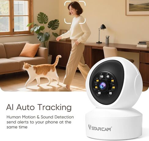 720P Indoor Cameras for Home, 360° Indoor Pet Camera with Speaker Color Night Vision, Motion Detection, 24/7 SD & Cloud Storage, 2.4GHz WiFi Camera in Saudi Arabia