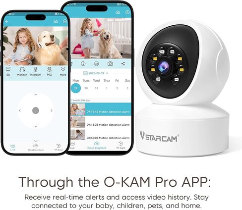 720P Indoor Cameras for Home, 360° Indoor Pet Camera with Speaker Color Night Vision, Motion Detection, 24/7 SD & Cloud Storage, 2.4GHz WiFi Camera in Saudi Arabia