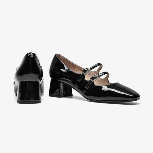 Beau Today Mary Jane Pumps for Women ، الكعب المكتنزة للسيدات ماري جينس ، وبراءات الاختراع من منصة مضخات من منصة مغلقة مربع مربع أحذية حزام مريحة للنساء للنساء in Kuwait