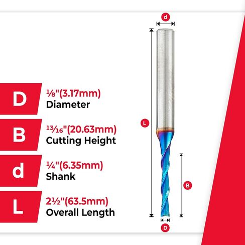 Amana Tool 46225-K-2 2-Pack SC Spektra Extreme Tool Life Life Legal Legral Leglund 1/8 DIA X 13/16 CH X 1/4 SHK 2-1/2 inch طول التوجيه لأسفل طويل in Saudi Arabia