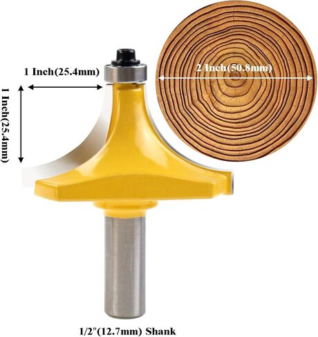 1/2 Inch Shank Round Over Router Bit Corner Rounding Edge-Forming Roundover Beading Router Bit 2 Cutting Diameter (25.4mm R) in Saudi Arabia