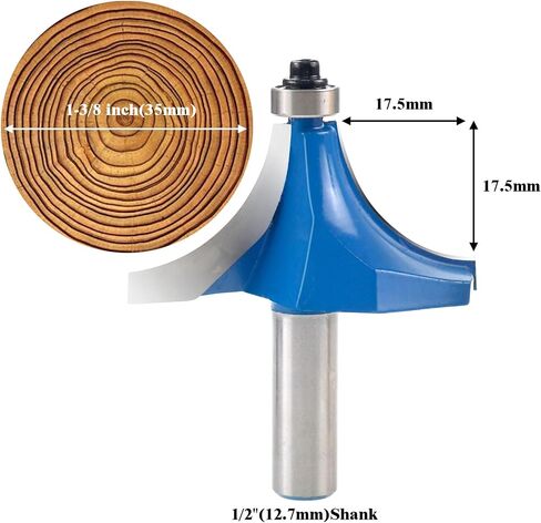 1/2 Inch Shank Round Over Router Bit Corner Rounding Edge-Forming Roundover Beading Router Bit 2 Cutting Diameter (25.4mm R) in Saudi Arabia