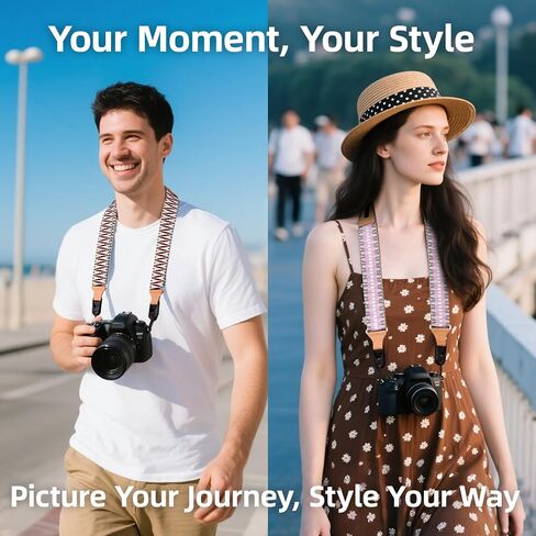 Adjustable Camera Strap for Photographer, Polyester & Genuine Leather Neck Shoulder Strap with Quick Release Buckle in Saudi Arabia