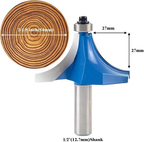 1/2 Inch Shank Round Over Router Bit Corner Rounding Edge-Forming Roundover Beading Router Bit 2 Cutting Diameter (25.4mm R) in Saudi Arabia