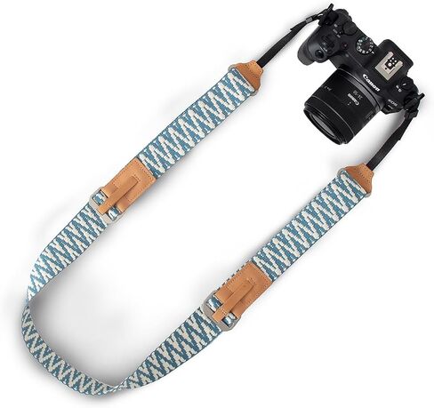 Adjustable Camera Strap for Photographer, Polyester & Genuine Leather Neck Shoulder Strap with Quick Release Buckle in Saudi Arabia