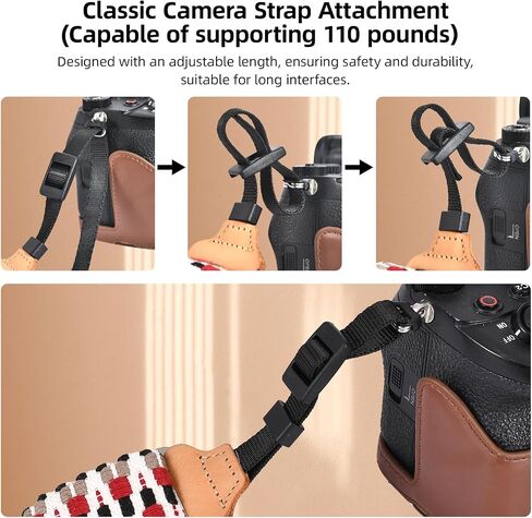 Adjustable Camera Strap for Photographer, Polyester & Genuine Leather Neck Shoulder Strap with Quick Release Buckle in Saudi Arabia