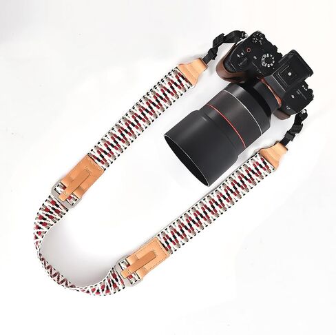 Adjustable Camera Strap for Photographer, Polyester & Genuine Leather Neck Shoulder Strap with Quick Release Buckle in Kuwait