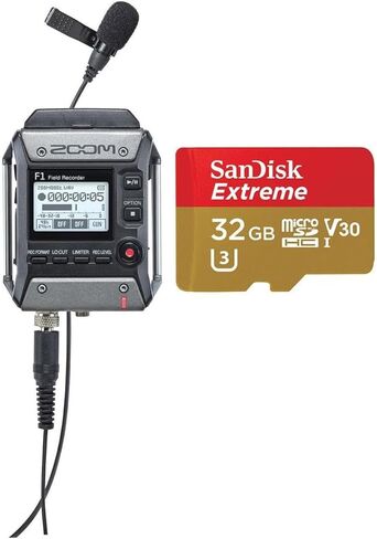 Zoom F1 Recorder مع microphone Lavalier - حزمة مع بطاقة SDHC Micro 32GB in Kuwait