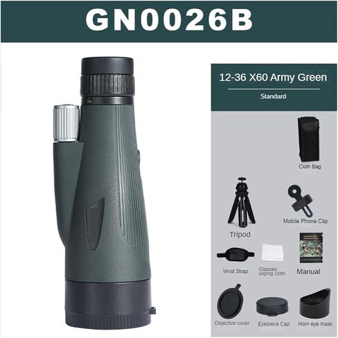 12-36X60 HD Zoom Monocular Telescope for Bird Watching, Hunting, and Outdoor Adventures - Sharp Images in Saudi Arabia