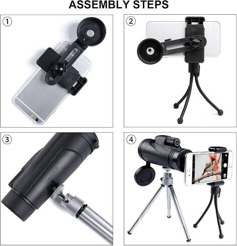 12x50 HD Monocular Telescope - 12x Magnification Zoom Lens with Smartphone Holder and Stand in Saudi Arabia