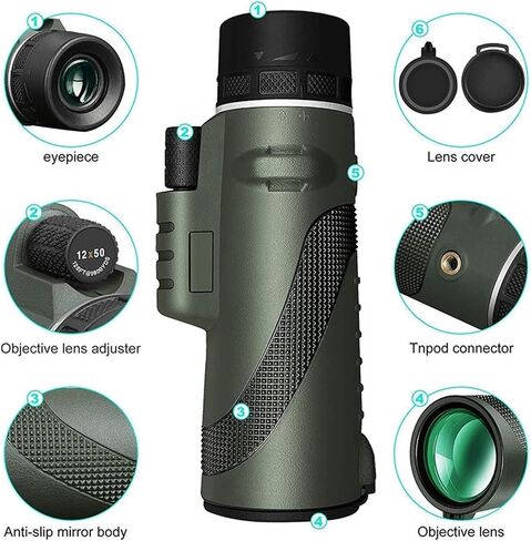 80X100 HD Monocular Telescope with 8000M Long Range Zoom and Bak4 Prism - Includes/Excludes Tripod and Phone Clip - Perfect for Hunting, Outdoor, Camping - Sharp Images in Saudi Arabia
