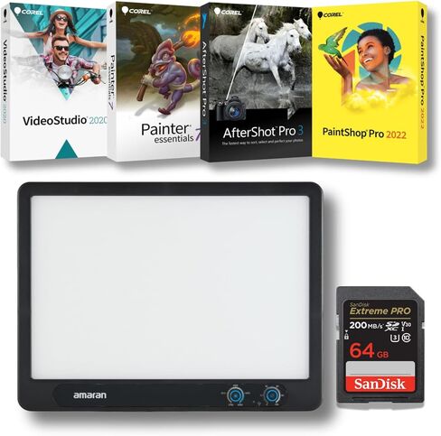 Amaran Verge Edge-Lit LED Panel Light Flicker-Free Eye-Safe (Charcoal, US) Bundle with Software Suite and Memory Card (3 Items) in Saudi Arabia