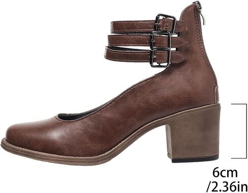 Women's Mary Jane Closed Toe Pumps Block Heels Comfortable Triple Buckle Strap Retro Dress Shoes in Saudi Arabia