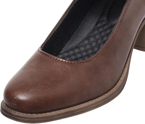 Women's Mary Jane Closed Toe Pumps Block Heels Comfortable Triple Buckle Strap Retro Dress Shoes in Saudi Arabia