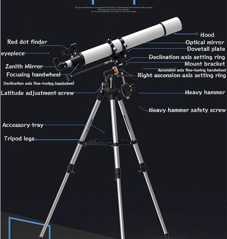 Telescope with 90° Erect Prism,Telescope for Beginners, Portable 80mm Caliber 900mm Focal Length, Refractor Telescope with Tripod and Carry Bag in Saudi Arabia