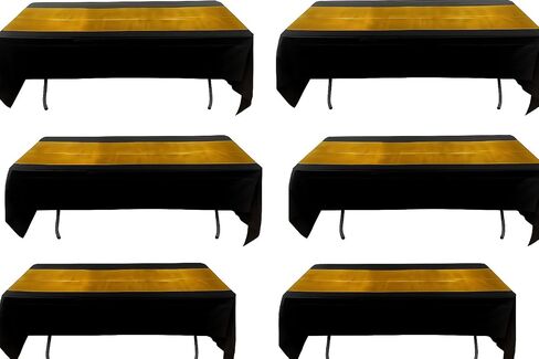 Oojami Pack of 6 Black and Gold Tablecover, 54" x 108" inches Stripes in Saudi Arabia