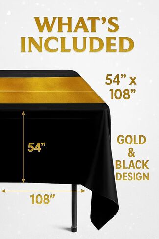 Oojami Pack of 6 Black and Gold Tablecover, 54" x 108" inches Stripes in Saudi Arabia