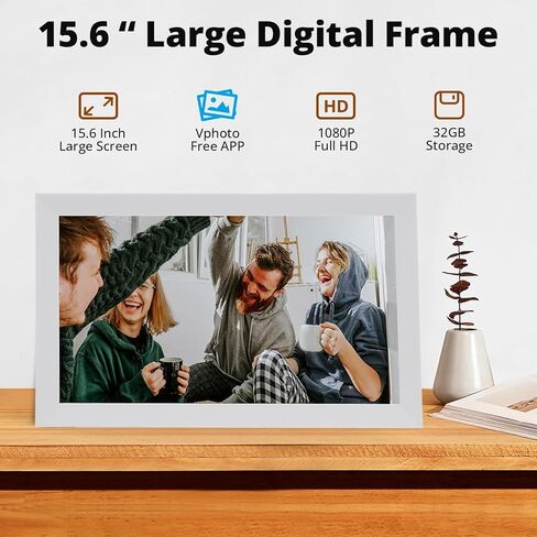 Zopsc 15.6 Inch WiFi Digital Picture Frame, 1920x1080 FHD Touchscreen Smart Cloud Photo Frame with 32GB Memory Auto Rotation, for iOS (US Plug) in Saudi Arabia