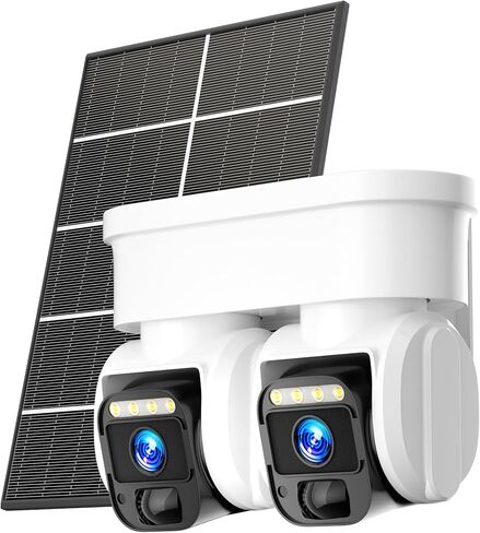 4G LTE Cellular Solar Security Camera, No WiFi with 3MP 2K HD, AI Motion Detection, Dual Lens 360° View, Color Night Vision, 2-Way Talk, IP66 Weatherproof, SIM Card Included in Saudi Arabia