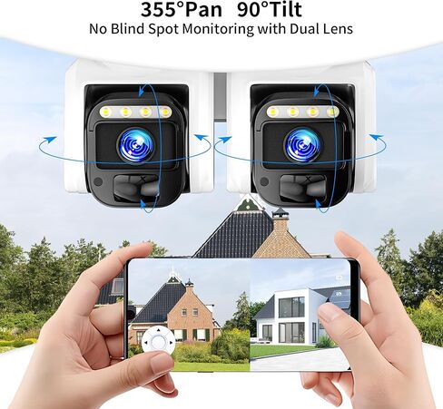 4G LTE Cellular Solar Security Camera, No WiFi with 3MP 2K HD, AI Motion Detection, Dual Lens 360° View, Color Night Vision, 2-Way Talk, IP66 Weatherproof, SIM Card Included in Saudi Arabia