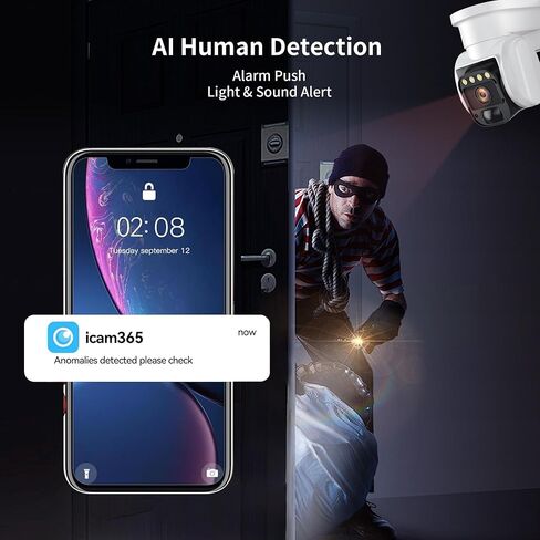4G LTE Cellular Solar Security Camera, No WiFi with 3MP 2K HD, AI Motion Detection, Dual Lens 360° View, Color Night Vision, 2-Way Talk, IP66 Weatherproof, SIM Card Included in Saudi Arabia