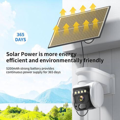 4G LTE Cellular Solar Security Camera, No WiFi with 3MP 2K HD, AI Motion Detection, Dual Lens 360° View, Color Night Vision, 2-Way Talk, IP66 Weatherproof, SIM Card Included in Saudi Arabia