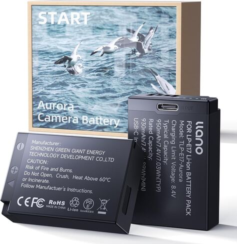 Llano Aurora USB-C LP-E17 بطاريات Canon EOS R50 R1 R10 R100 RP T6I T7I T8I T6S ​​SL3 M3 M5 M6 77D 200D 250D 750D 760D 800D 8000D ، عرض فوري للسلطة ، بديل الشحن السريع (1 حزمة) in Kuwait